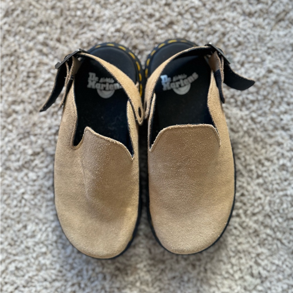 NWOT Dr. Martens Zebzag Suede Slingback Platform Mules